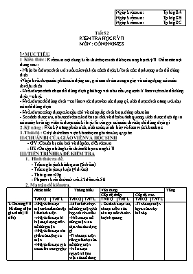 Giáo án môn Công nghệ 8 - Tiết 52 Kiểm tra học kỳ II